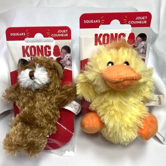 KONG Dr Noyz XS Bear And Small Duck Toy for Small Dogs and Puppies Squeaky Plush - Picture 1 of 16